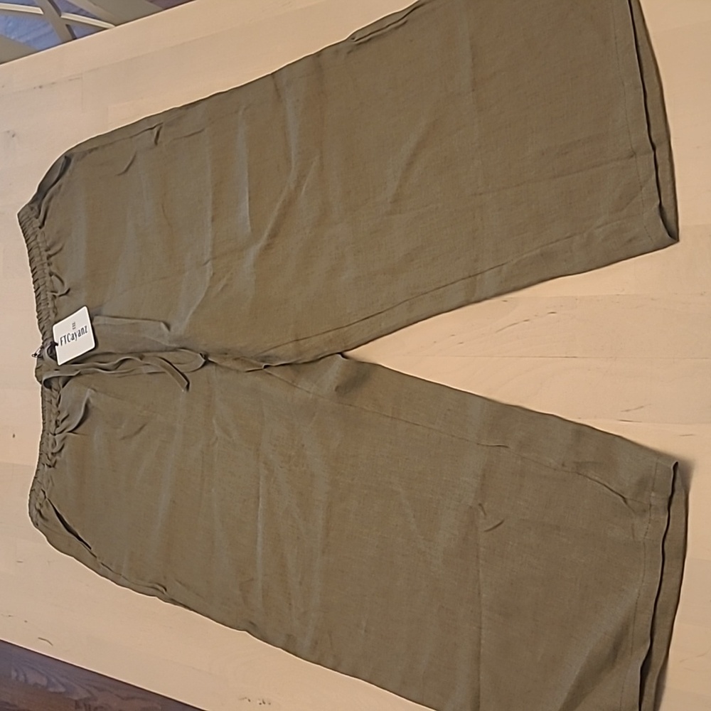 NWT FTCayanz Slate Grey 100% Linen Pants with Pockets